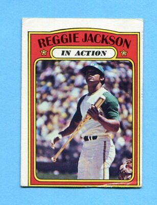 1972 Topps #436 Reggie Jackson In Action Oakland A's Baseball Card VG  