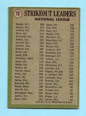 1971 Topps #72 1970 NL Strikeout Leaders Tom Seaver & others Baseball Card EX+ 