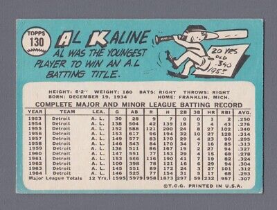 1965 Topps #130 Al Kaline Detroit Tigers Baseball Card EX+ ap acwc 