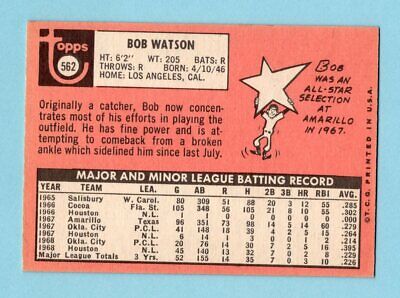 1969 Topps #562 Bob Watson Houston Astros Rookie Baseball Card Ex/Mt      