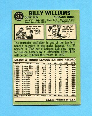 1967 Topps #315 Billy Williams Chicago Cubs Baseball Card EX+ 