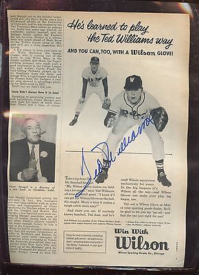 Ted Williams Wilson Glove Ad Magazine Page #2  Autographed Hologram