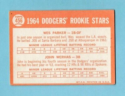 1964 Topps #456 Wes Parker LA Dodgers Rookie Baseball Card Vg/Ex ap ltwks       