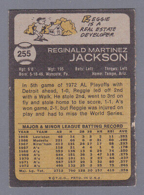 1973 Topps #255 Reggie Jackson Oakland Athletics Baseball Card Ex/Ex+ o/c rels  