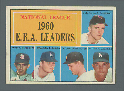 1961 Topps #45 1960 NL ERA Leaders Don Drysdale & others Baseball Card Ex/Mt   