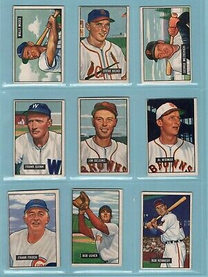 1951 Bowman Starter Set Lot of 17 Different High Number Baseball Cards EX