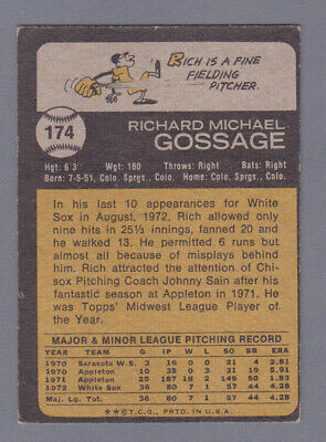 1973 Topps #174 Goose Gossage Chicago White Sox Rookie Baseball Card EX ltcr    