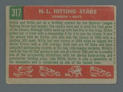 1959 Topps #317 N.L. Hitting Kings Ashburn - Mays Baseball Card Low Grade