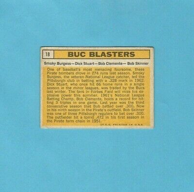 1963 Topps #18 Buc Blasters Pittsburgh Pirates Baseball Card  