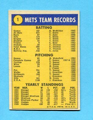 1970 Topps #1 New York Mets Team Baseball Card EX+ o/c  