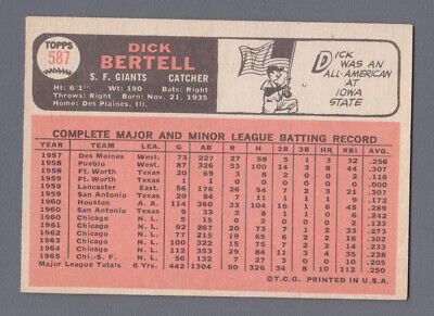 1966 Topps #587 Dick Bertell San Fran Giants High Number Baseball Card EX wrk tl