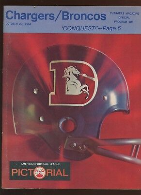 October 20 1968 AFL Program Denver Broncos at San Diego Chargers EXMT