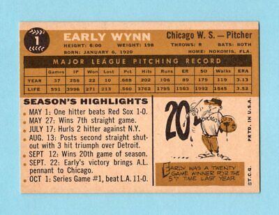 1960 Topps #1 Early Wynn Chicago White Sox Baseball Card EX+ - Ex/Mt 