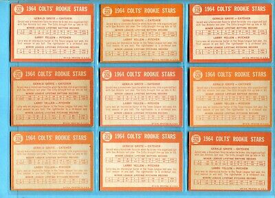 1964 Topps #226 Lot of 12 Jerry Grote Hou Colts Rookie Baseball Cards VE - NM   