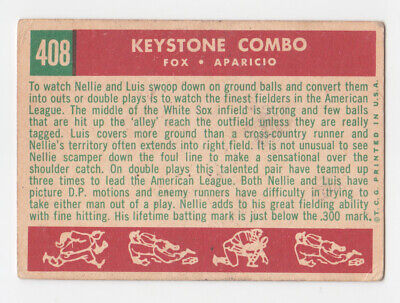 1959 Topps #408 Keystone Combo Fox-Aparicio Chicago W S Baseball Card VG