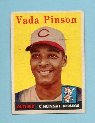 1958 Topps #420 Vada Pinson Cincinnati Reds Rookie Baseball Card EX prt mk pmob