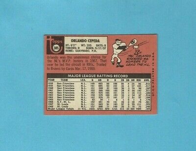 1969 Topps #385 Orlando Cepeda Atlanta Braves Baseball Card Ex/Mt o/c    