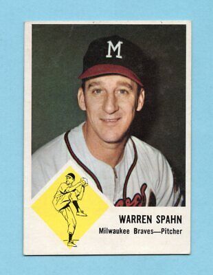 1963 Fleer #45 Warren Spahn Milwaukee Braves Baseball Card EX+ ap wrk/cres 