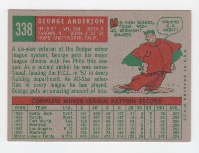 1959 Topps #338 Sparky Anderson Phil Phillies Rookie Baseball Card E/M