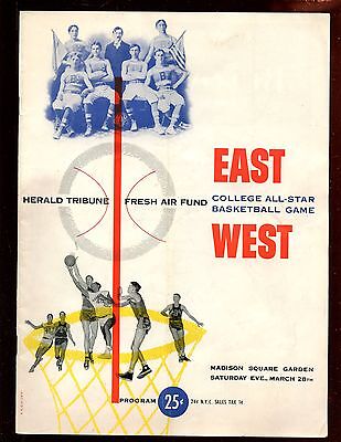 1952 NCAA Basketball All Star Game Program East vs West VG+