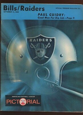 September 15 1968 AFL Program Oakland Raiders at Buffalo Bills EX