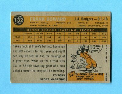 1960 Topps #132 Frank Howard Los Angeles Dodgers Rookie Baseball Card Vg/Ex