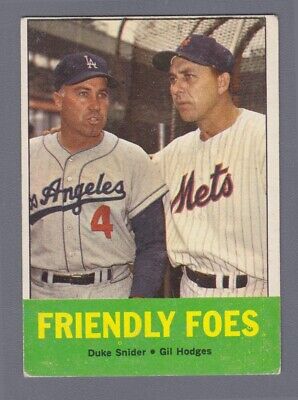 1963 Topps #68 Friendly Foes Duke Snider Gil Hodges Baseball Card EX