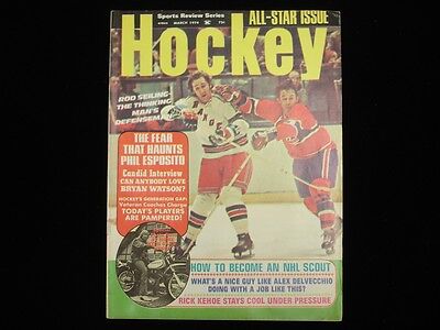 March 1974 Sports Review Series Hockey Magazine - Rod Seiling Rangers Cover