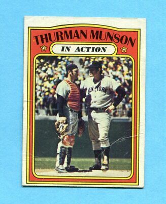 1972 Topps #442 Thurman Munson In Action New York Yankees Baseball Card Low Grd