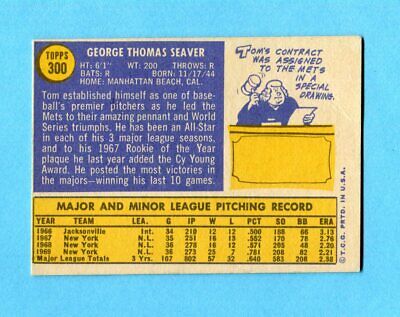 1970 Topps #300 Tom Seaver New York Mets Baseball Card Vg/Ex dia sh cres bk   