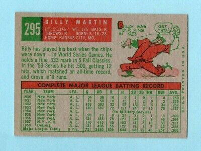 1959 Topps #295 Billy Martin Cleveland Indians Baseball Card EX+ wrk trc