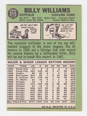 1967 Topps #315 Billy Williams Chicago Cubs Baseball Card NM o/c