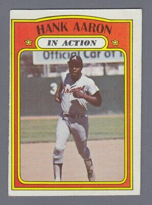 1972 Topps #300 Hank Aaron In Action Atlanta Braves Baseball Card EX o/c