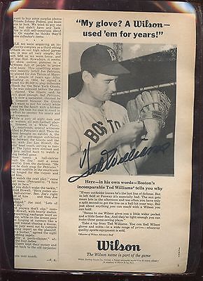 Ted Williams Wilson Glove Ad Magazine Page #1  Autographed Hologram