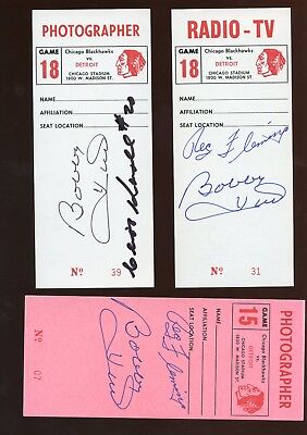 Bobby Hull Autographed Chicago Black Hawk Tickets 5 Different JSA Certs