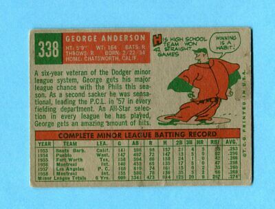 1959 Topps #338 Sparky Anderson Phila Phillies Rookie Baseball Card Low Grade