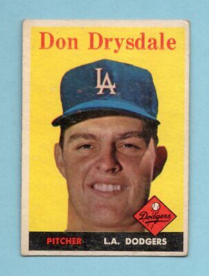 1958 Topps #25 Don Drysdale Los Angeles Dodgers Baseball Card EX