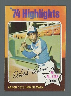 1975 Topps #1 Hank Aaron '74 Highlights Atlanta Braves Baseball Card EX- EX+  