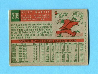 1959 Topps #295 Billy Martin Cleveland Indians Baseball Card VG ap wrk/cres