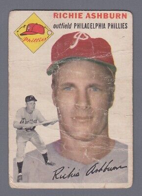 1954 Topps #45 Richie Ashburn Philadelphia Phillies Baseball Card Low Grade