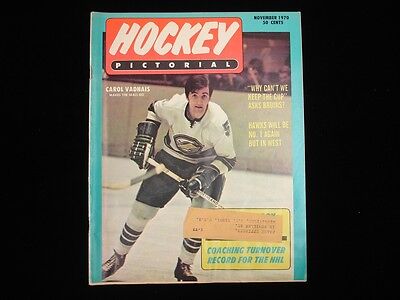 November 1970 Hockey Pictorial Magazine - Carol Vadnais Cover