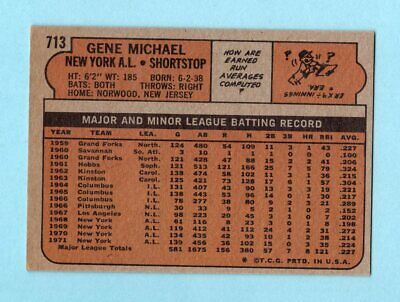 1972 Topps #713 Gene Michael New York Yankees High Number Baseball Card EX