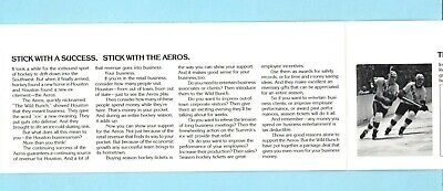 1976-77 AHL Houston Aeros Corporate Ticket Information Pamphlet 