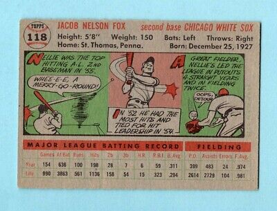 1956 Topps #118 Nellie Fox Chicago White Sox Baseball Card EX - EX+ o/c