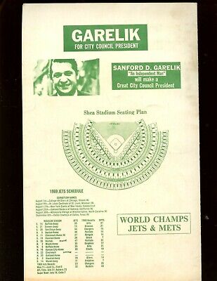 1969 AFL Program Boston Patriots at New York Jets With Joe Namath Front VGEX