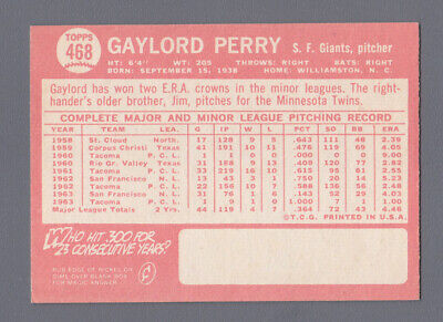 1964 Topps #468 Gaylord Perry San Francisco Giants Baseball Card Ex/Mt o/c ind  