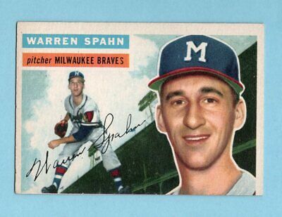 1956 Topps #10 Warren Spahn Milwaukee Braves Baseball Card EX+ o/c