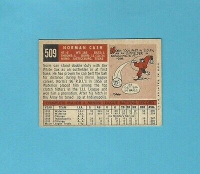 1959 Topps #509 Norm Cash Chicago White Sox Rookie High Number Baseball Card