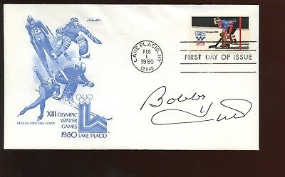 Feb 1 1980 1st Day Issue Envelope / Cachet Autographed Bobby Hull Hologram