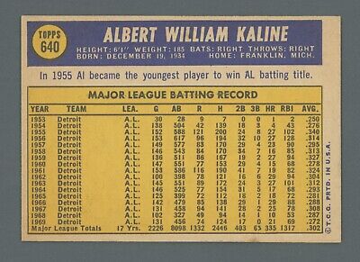 1970 Topps #640 Al Kaline Detroit Tigers High Number Baseball Card Ex/Mt lsab  